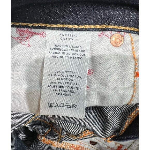 True Religion Women Jeans Bootcut Sz 27 Flap Pockets Low Rise Blue Dark Wash Y2K - Picture 11 of 16
